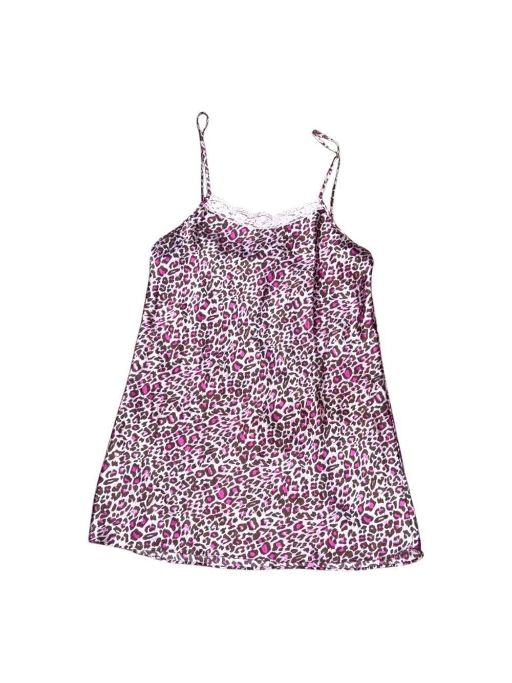 Donna Loren Gold Label Leopard Print Chemise Nightgown L Nightie Pink & Brown